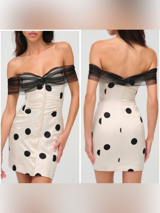 For Love And Lemons Dresses & Skirts - NWT For Love & Lemons Dorothy Dot Mini Dress in Cream White $270